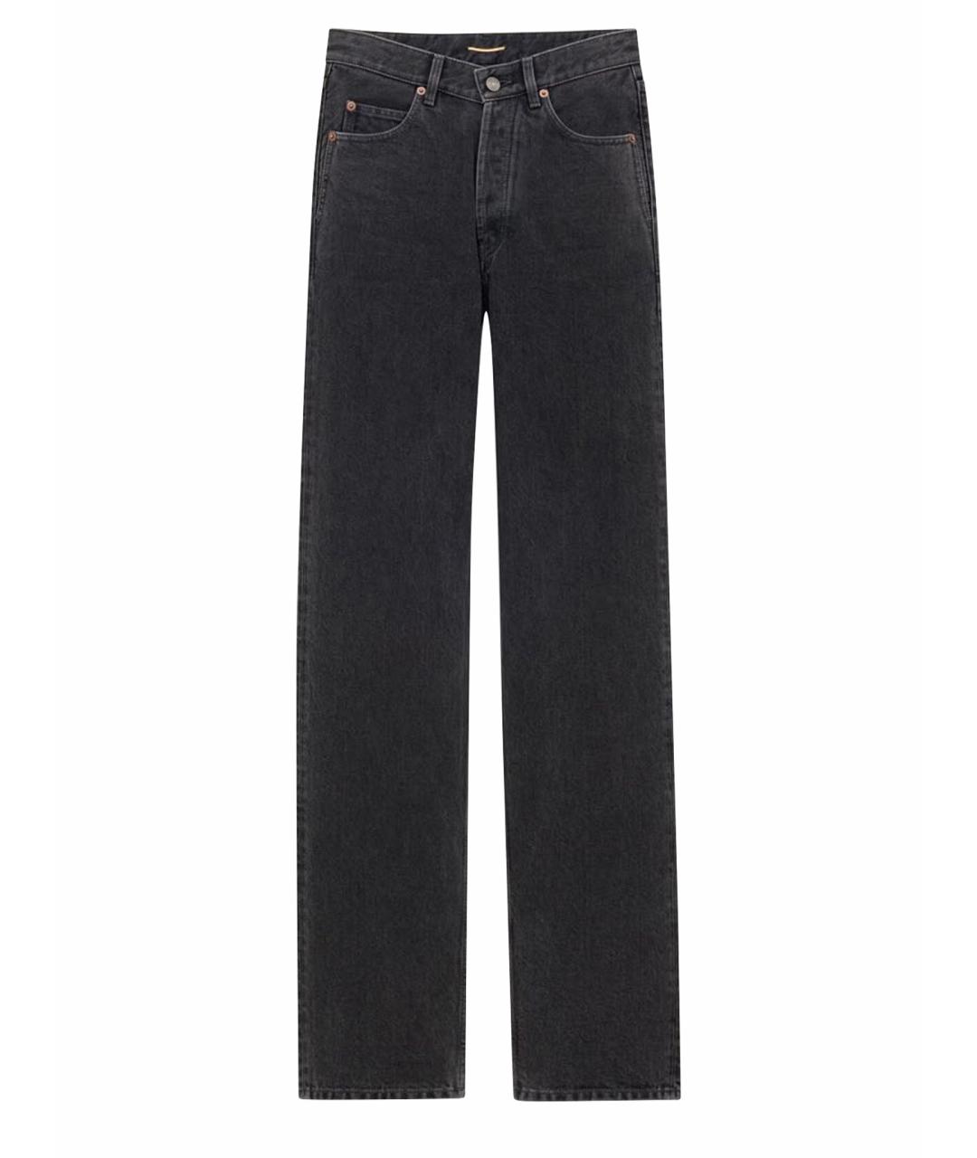 SAINT LAURENT Черные хлопковые прямые джинсы, фото 1