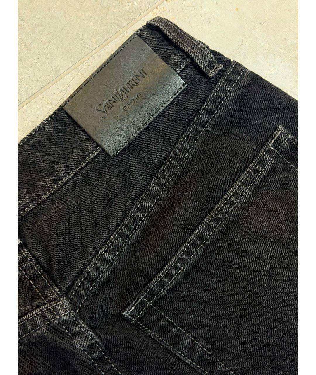 SAINT LAURENT Черные хлопковые прямые джинсы, фото 7