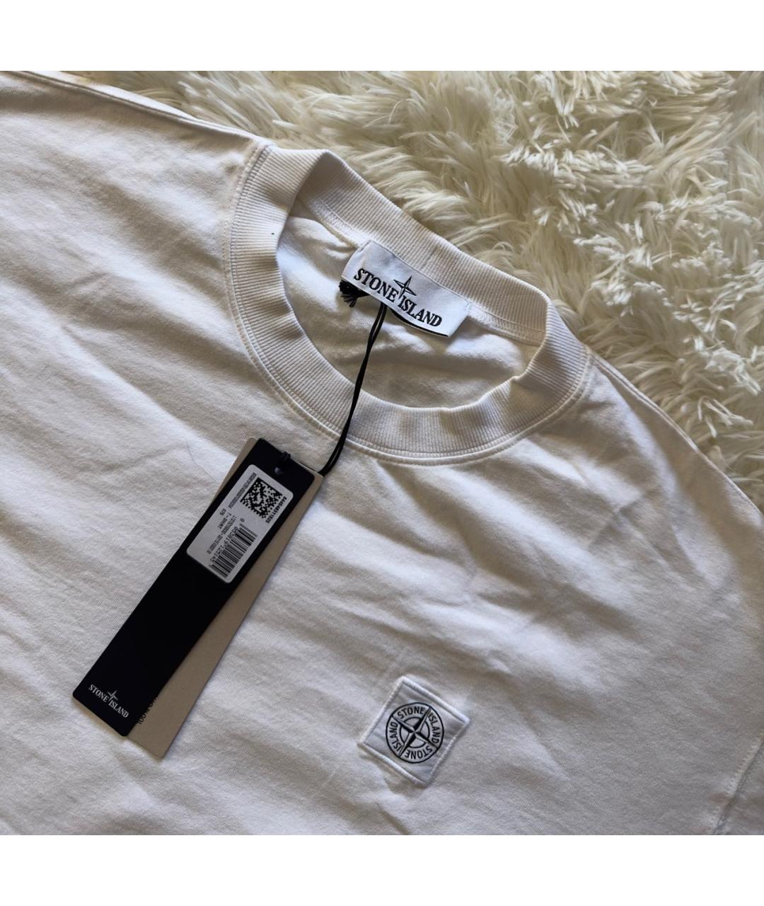 STONE ISLAND Белая хлопковая футболка, фото 2