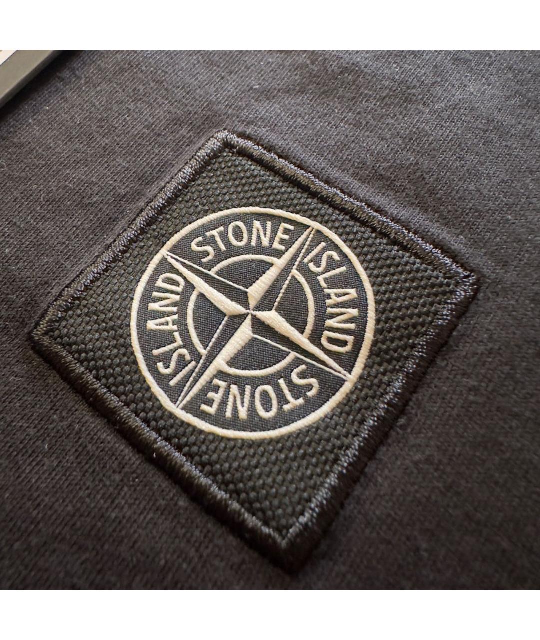 STONE ISLAND Черная хлопковая футболка, фото 3