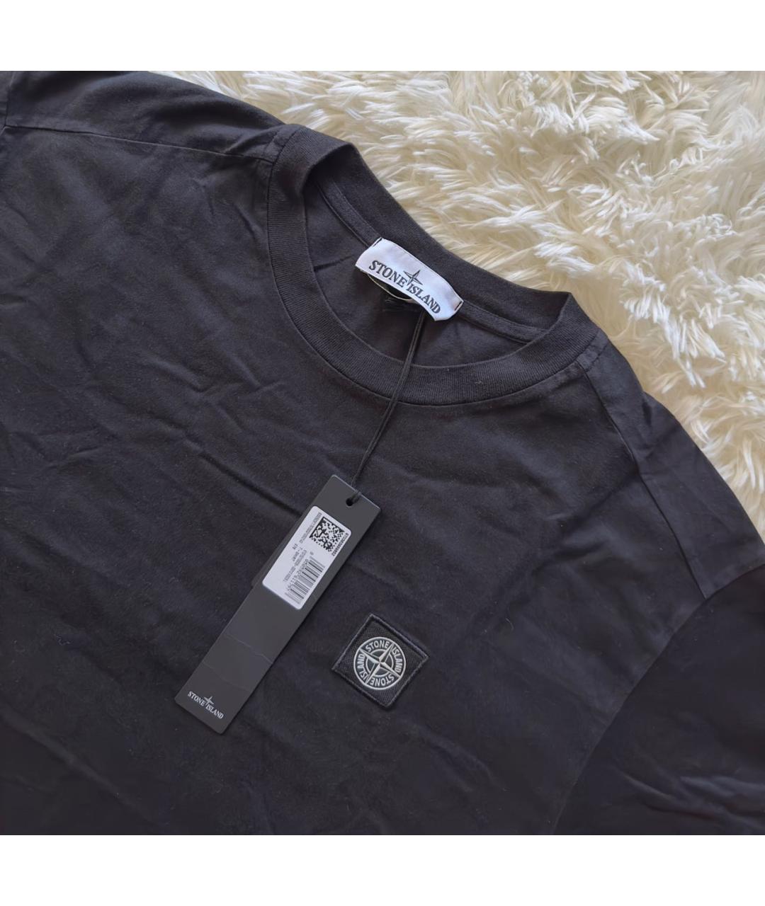 STONE ISLAND Черная хлопковая футболка, фото 2