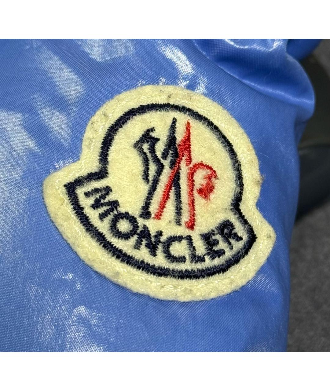 MONCLER Голубой полиамидовый пуховик, фото 3