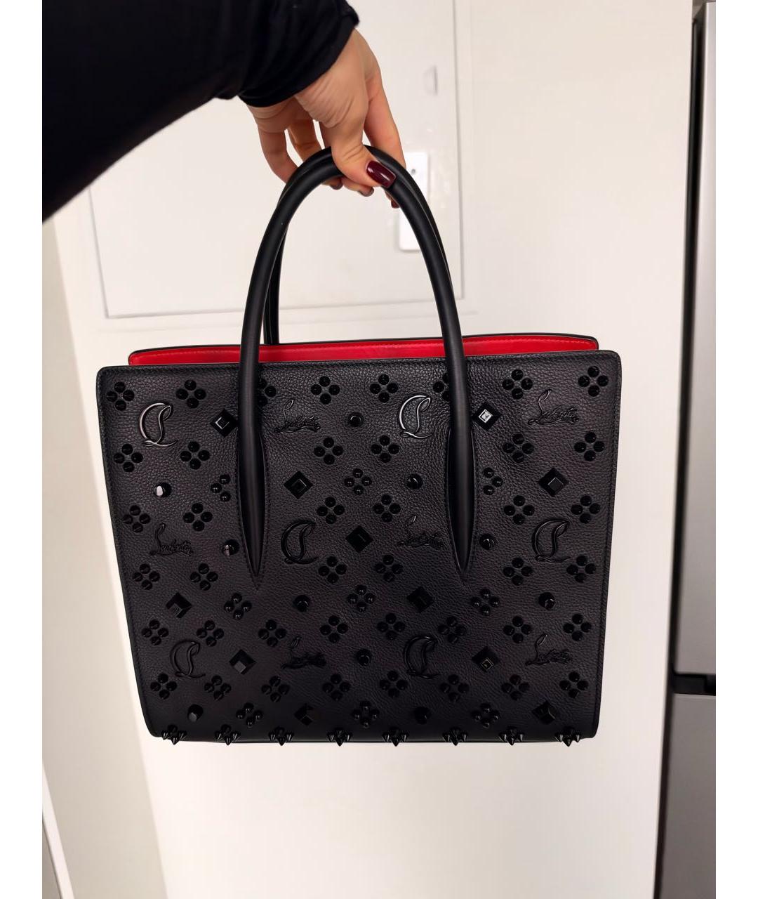 CHRISTIAN LOUBOUTIN Черная кожаная сумка с короткими ручками, фото 4