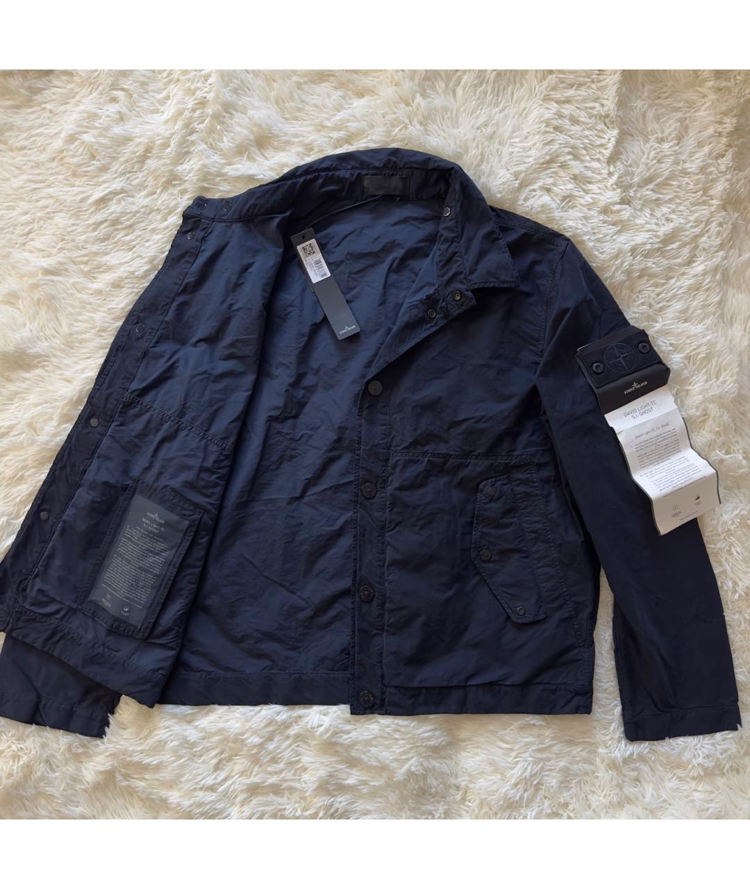 STONE ISLAND Темно-синяя полиуретановая куртка, фото 2