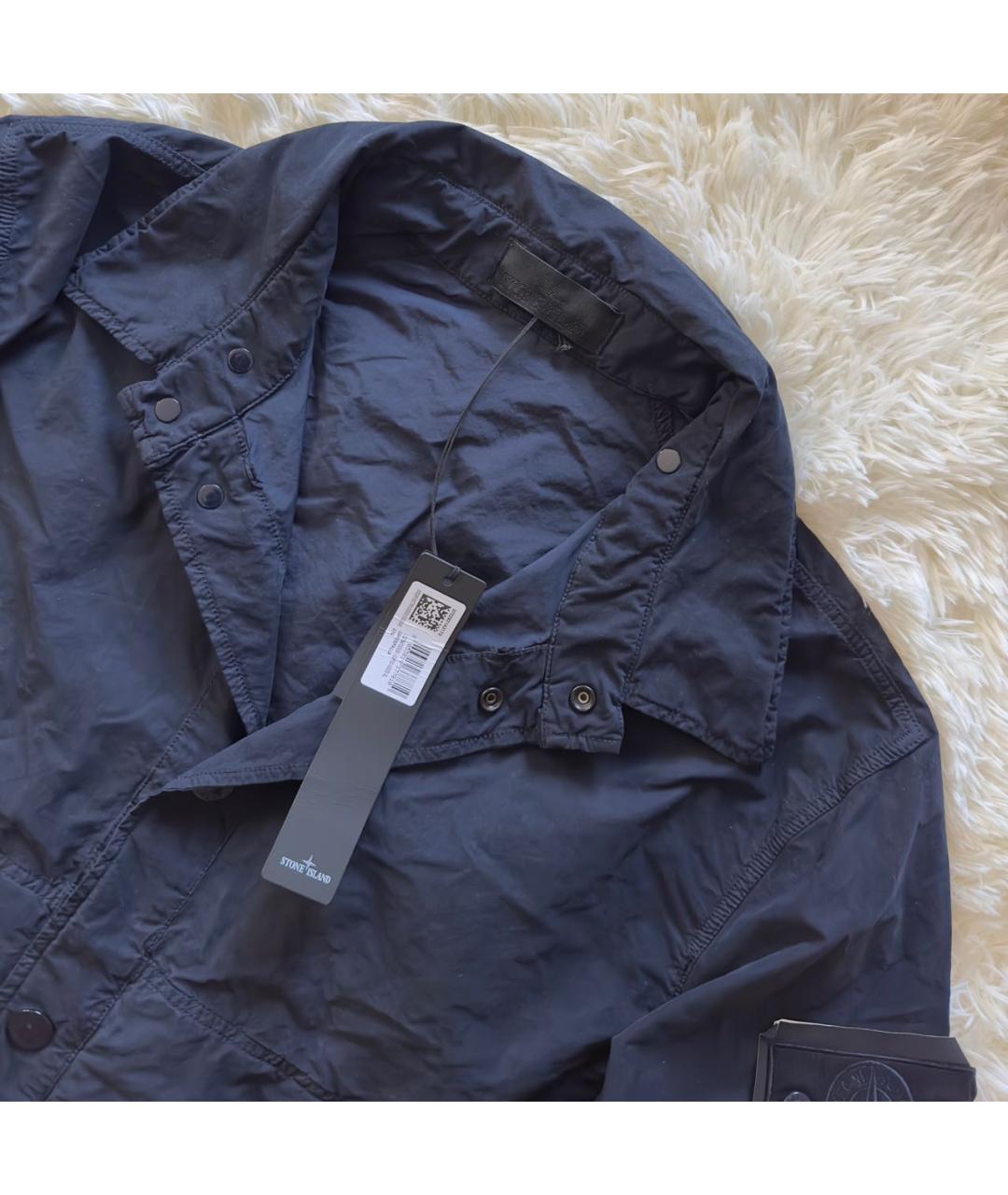 STONE ISLAND Темно-синяя полиуретановая куртка, фото 3