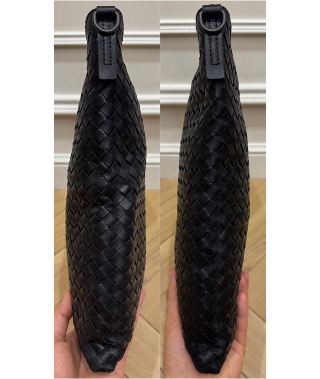 BOTTEGA VENETA Черная кожаная сумка на плечо, фото 4