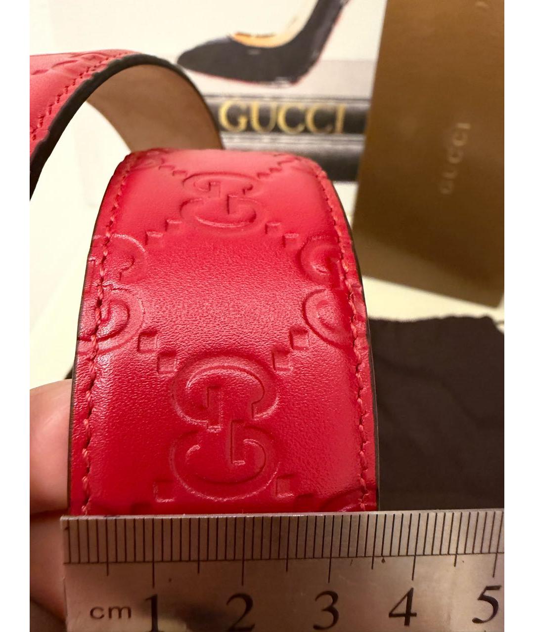 GUCCI Красный кожаный ремень, фото 4