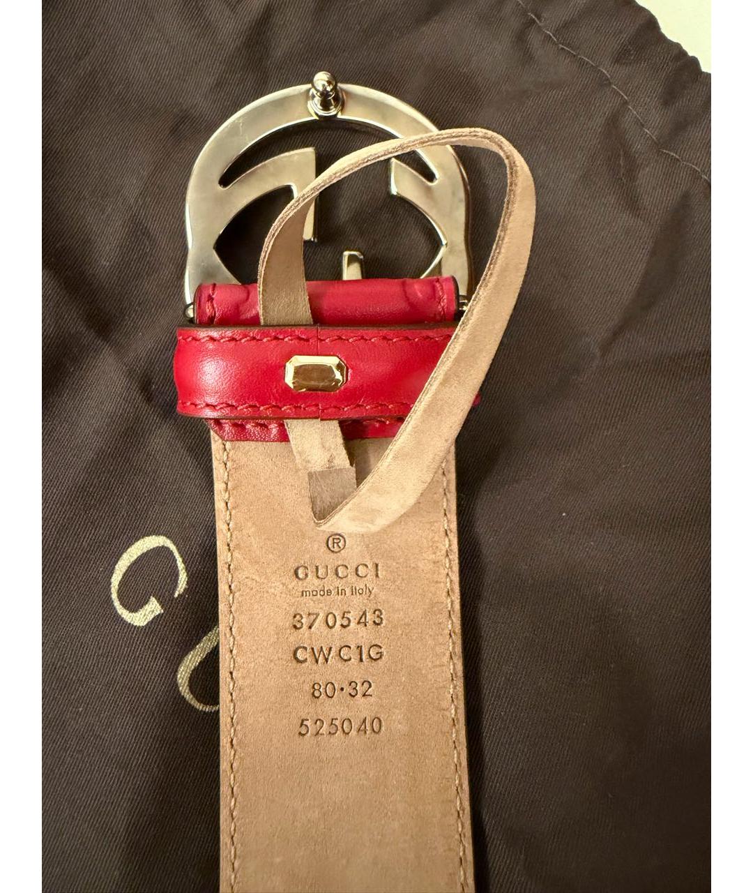 GUCCI Красный кожаный ремень, фото 3