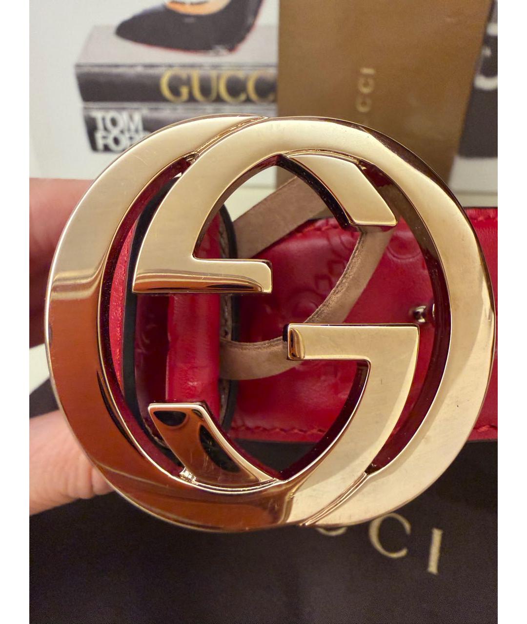 GUCCI Красный кожаный ремень, фото 2