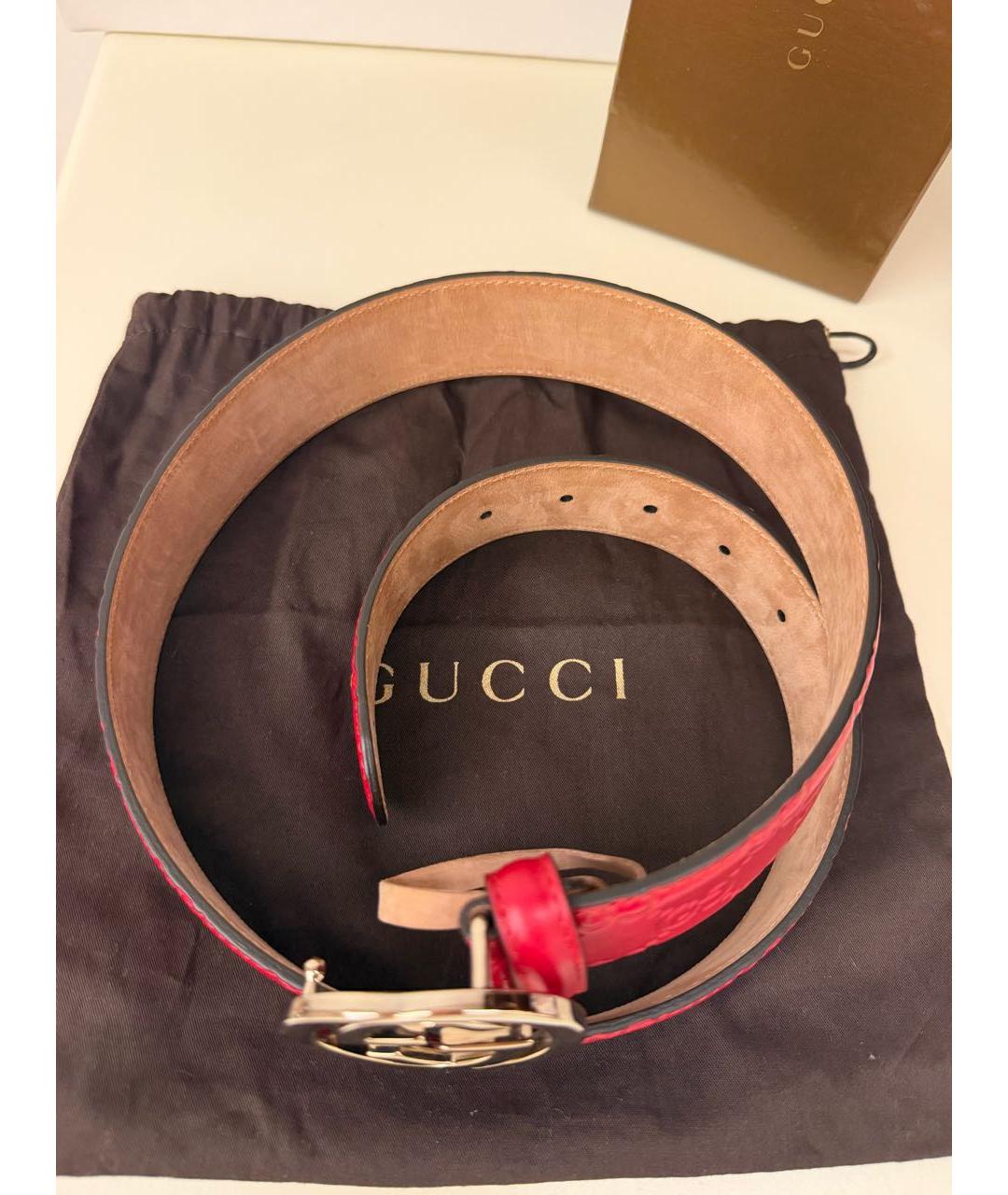 GUCCI Красный кожаный ремень, фото 5