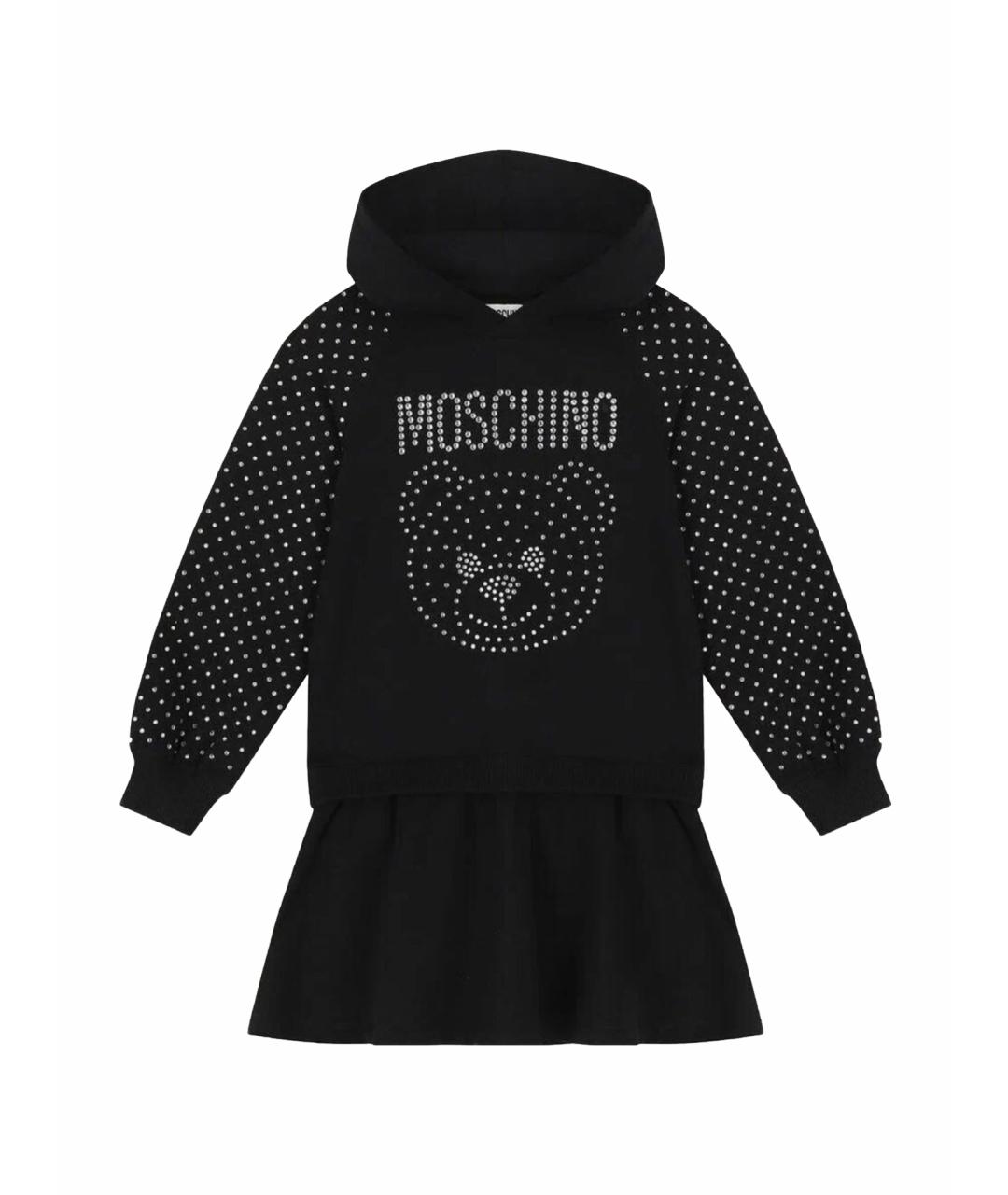 MOSCHINO Черное хлопковое повседневное платье, фото 1