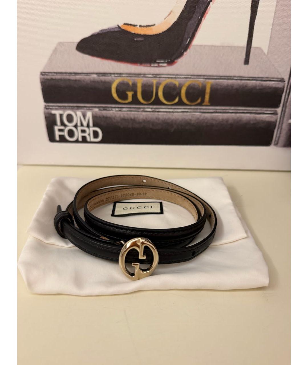 GUCCI Черный кожаный ремень, фото 7