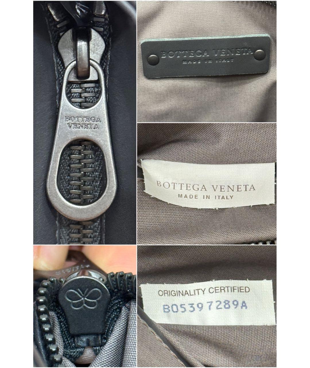 BOTTEGA VENETA Антрацитовая кожаная сумка на плечо, фото 6