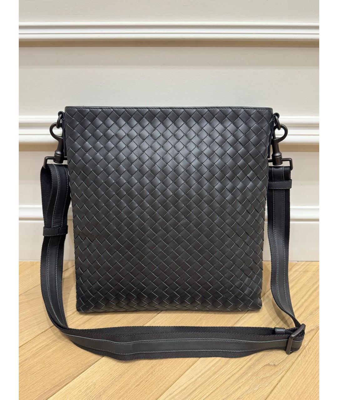 BOTTEGA VENETA Антрацитовая кожаная сумка на плечо, фото 8
