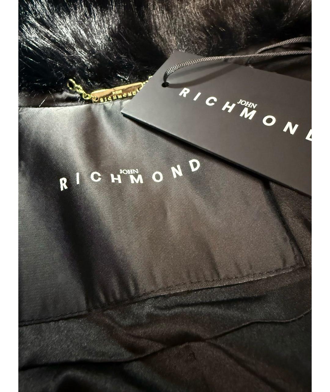 JOHN RICHMOND Черная полиэстеровая шуба, фото 4