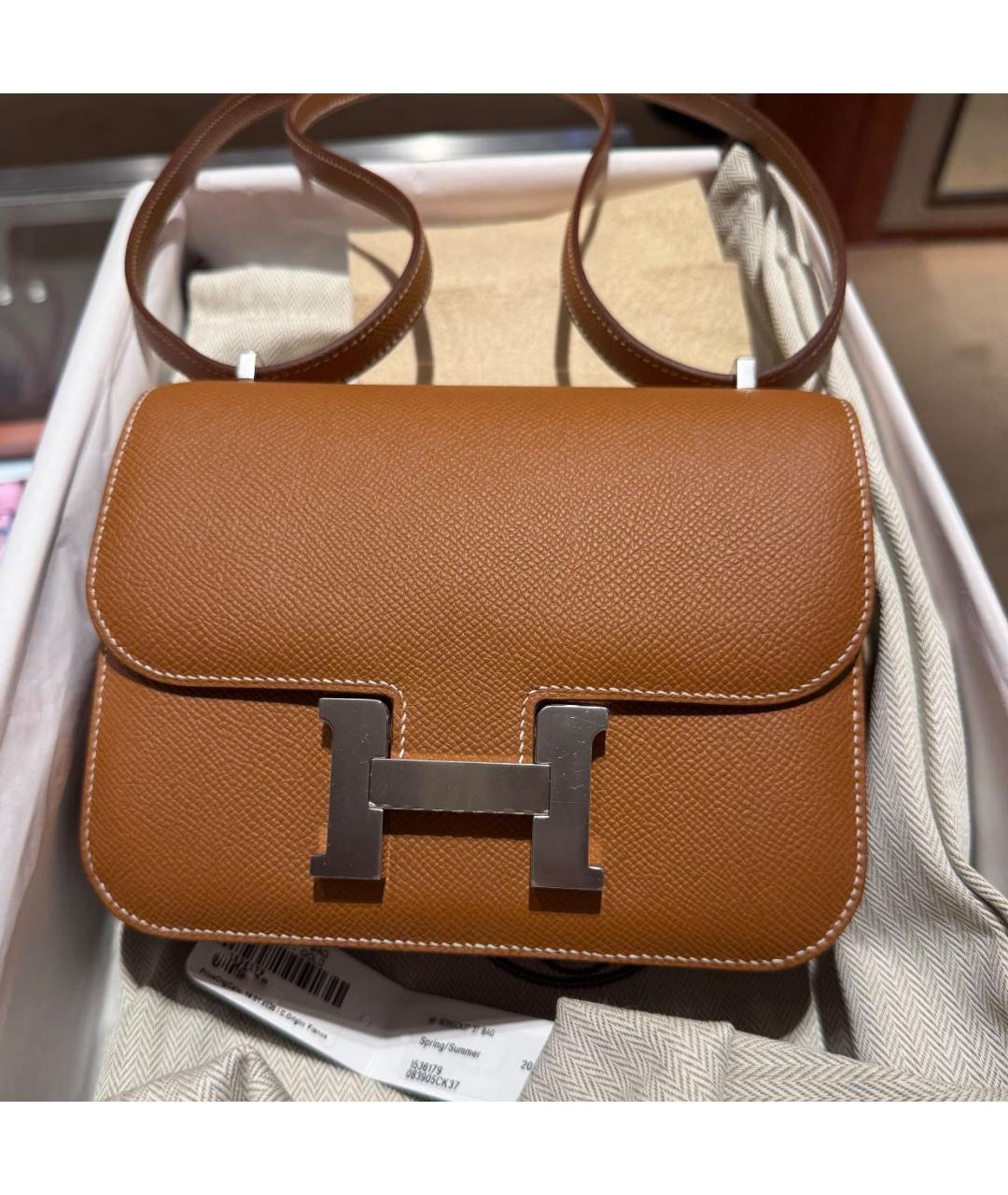 HERMES Коричневая кожаная сумка через плечо, фото 5