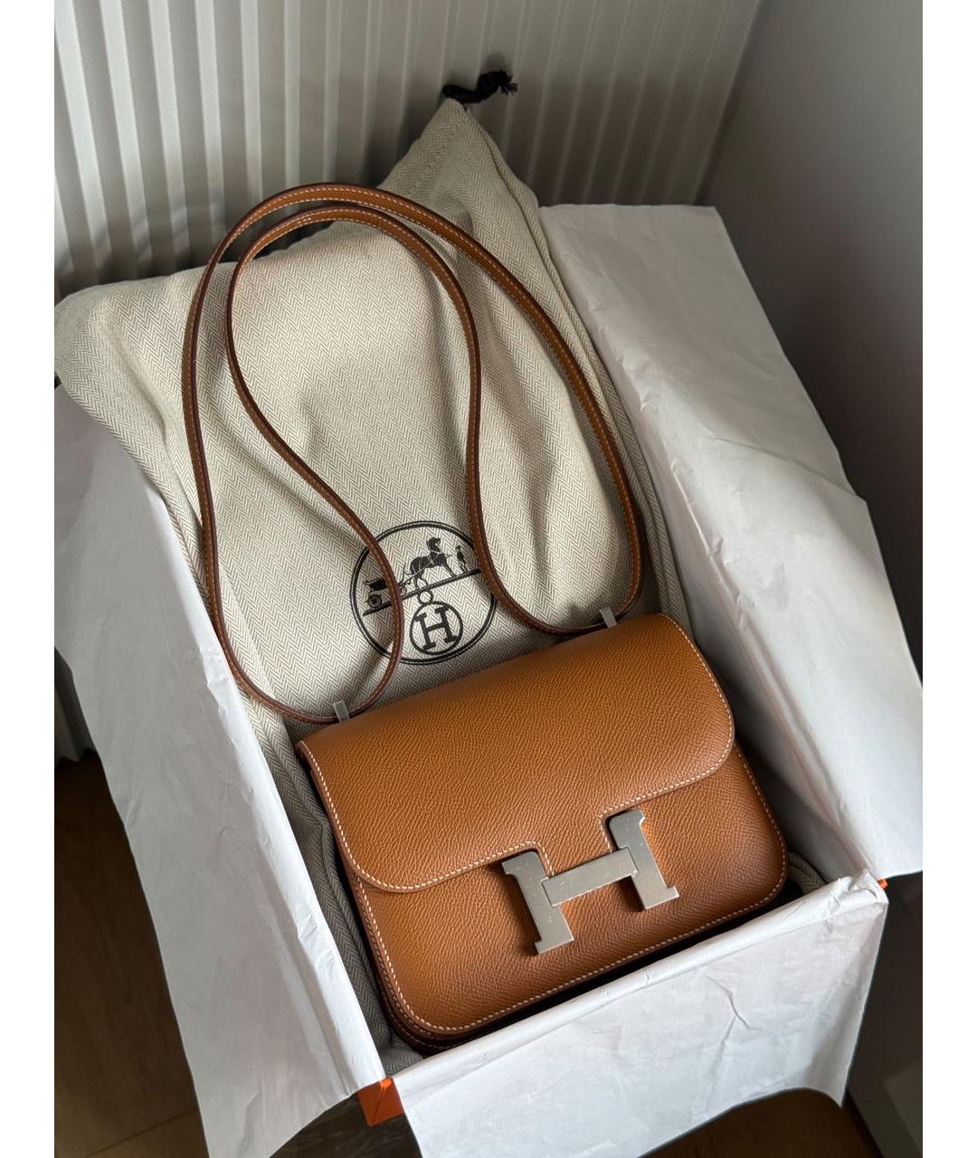 HERMES Коричневая кожаная сумка через плечо, фото 2
