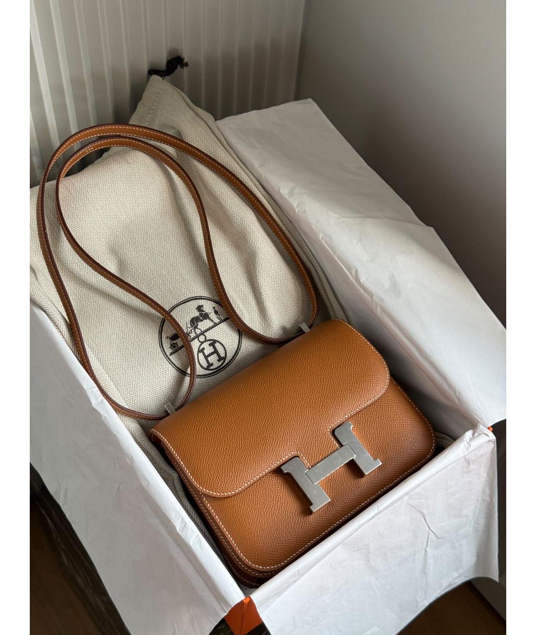 HERMES Коричневая кожаная сумка через плечо, фото 3