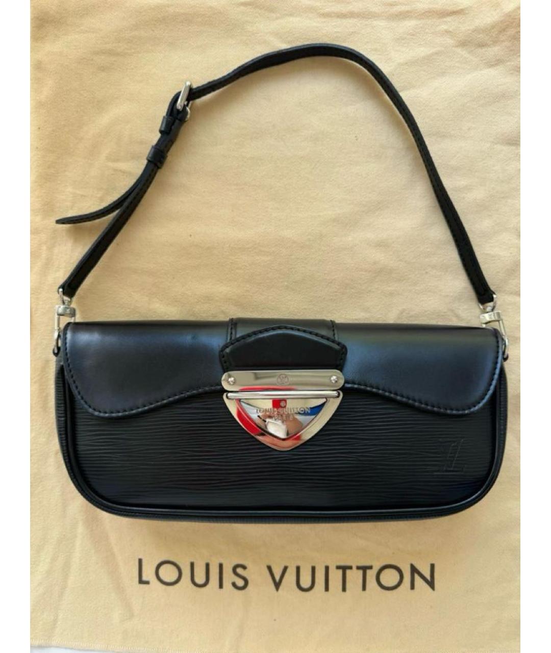 LOUIS VUITTON Черная кожаная сумка с короткими ручками, фото 2