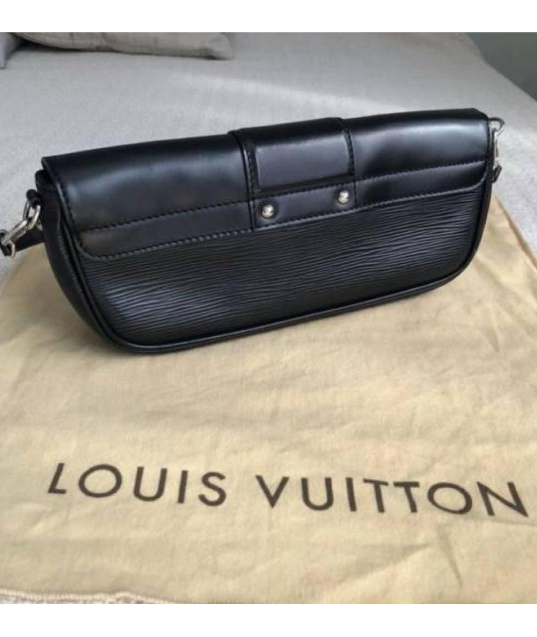LOUIS VUITTON Черная кожаная сумка с короткими ручками, фото 3
