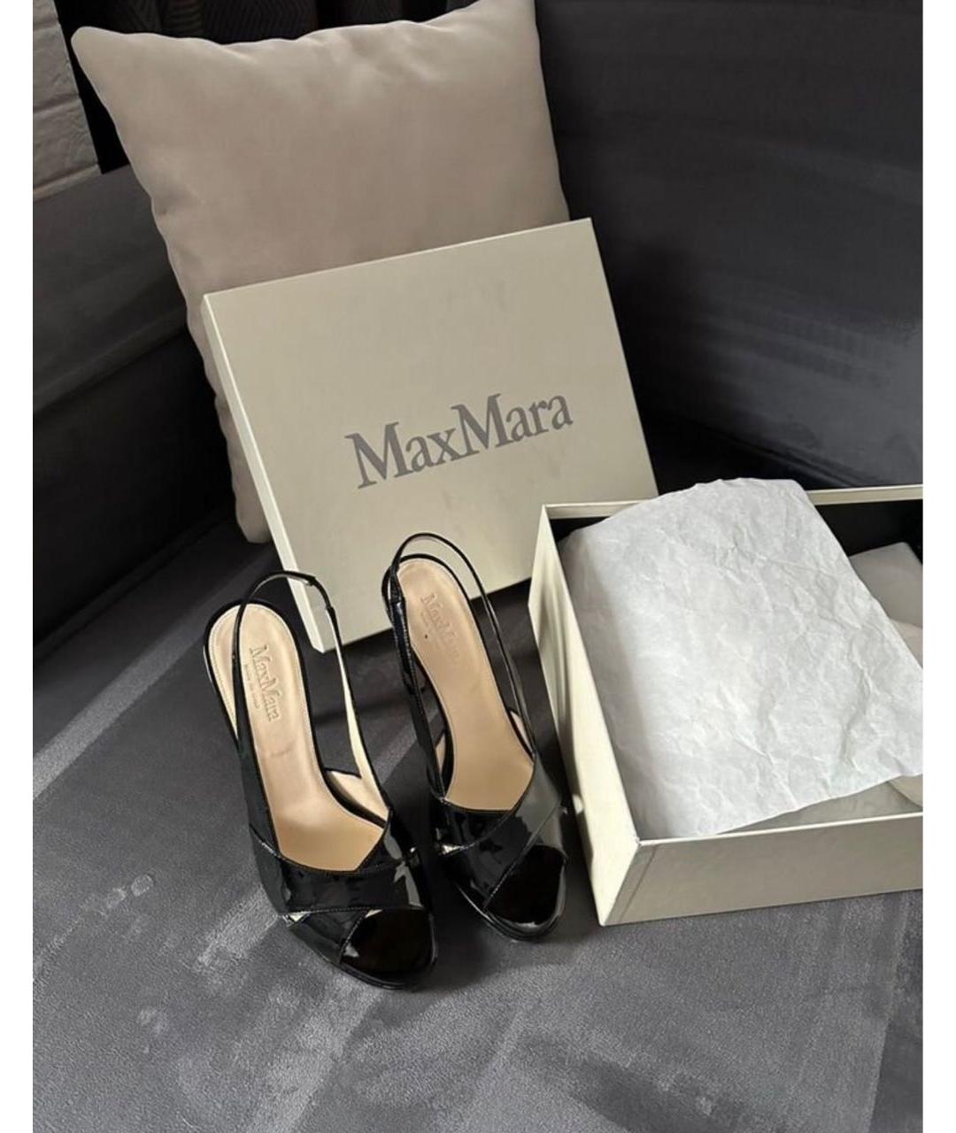 'S MAX MARA Черные босоножки из лакированной кожи, фото 2