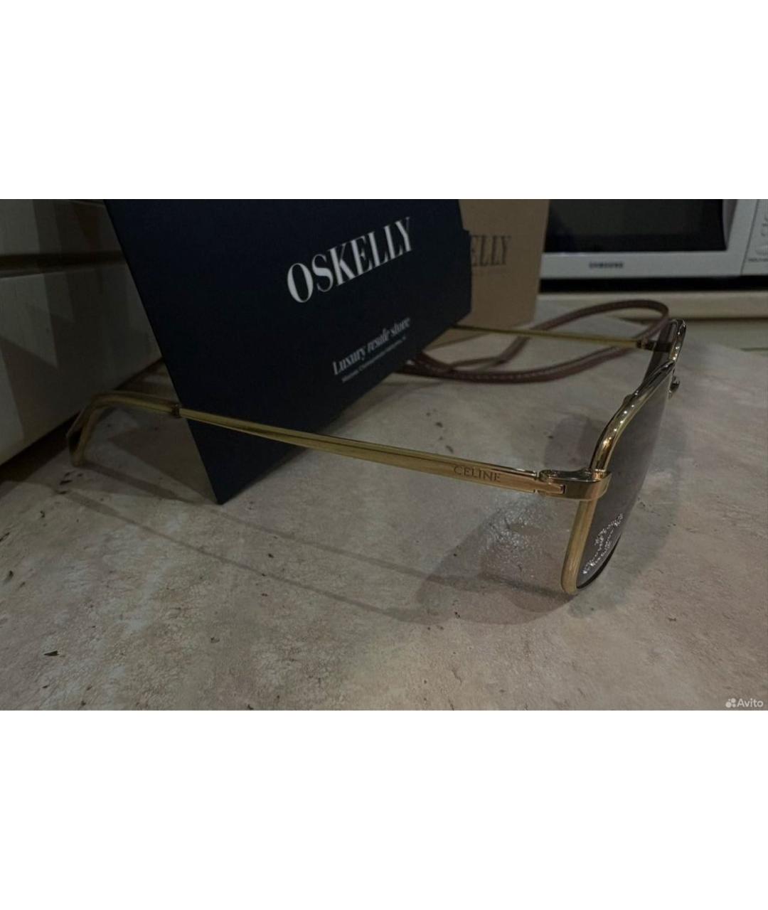 CELINE Золотые металлические солнцезащитные очки, фото 3