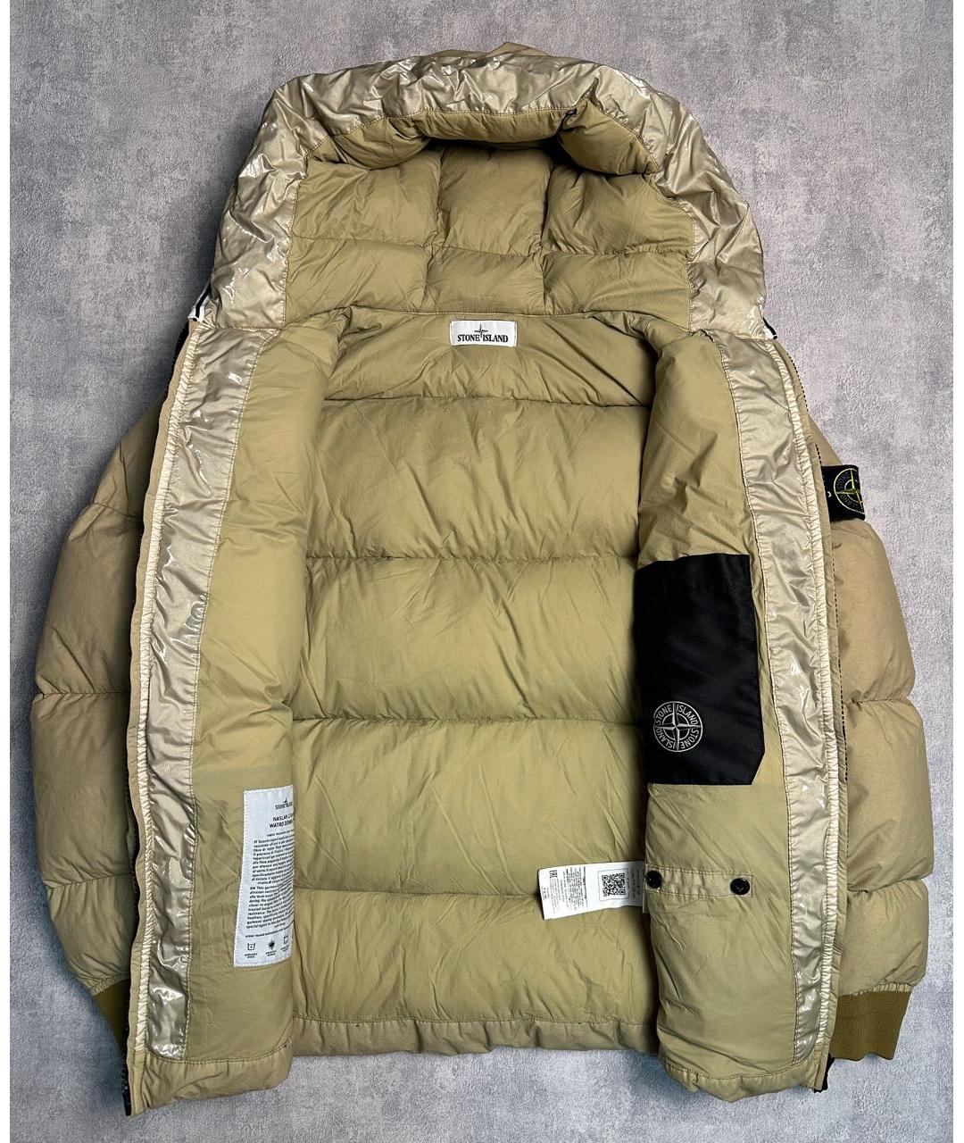 STONE ISLAND Бежевый полиамидовый пуховик, фото 3