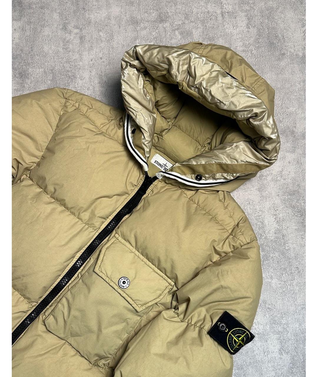 STONE ISLAND Бежевый полиамидовый пуховик, фото 4