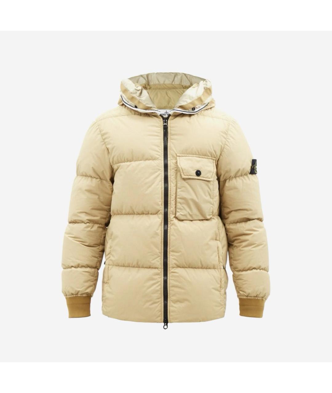 STONE ISLAND Бежевый полиамидовый пуховик, фото 9