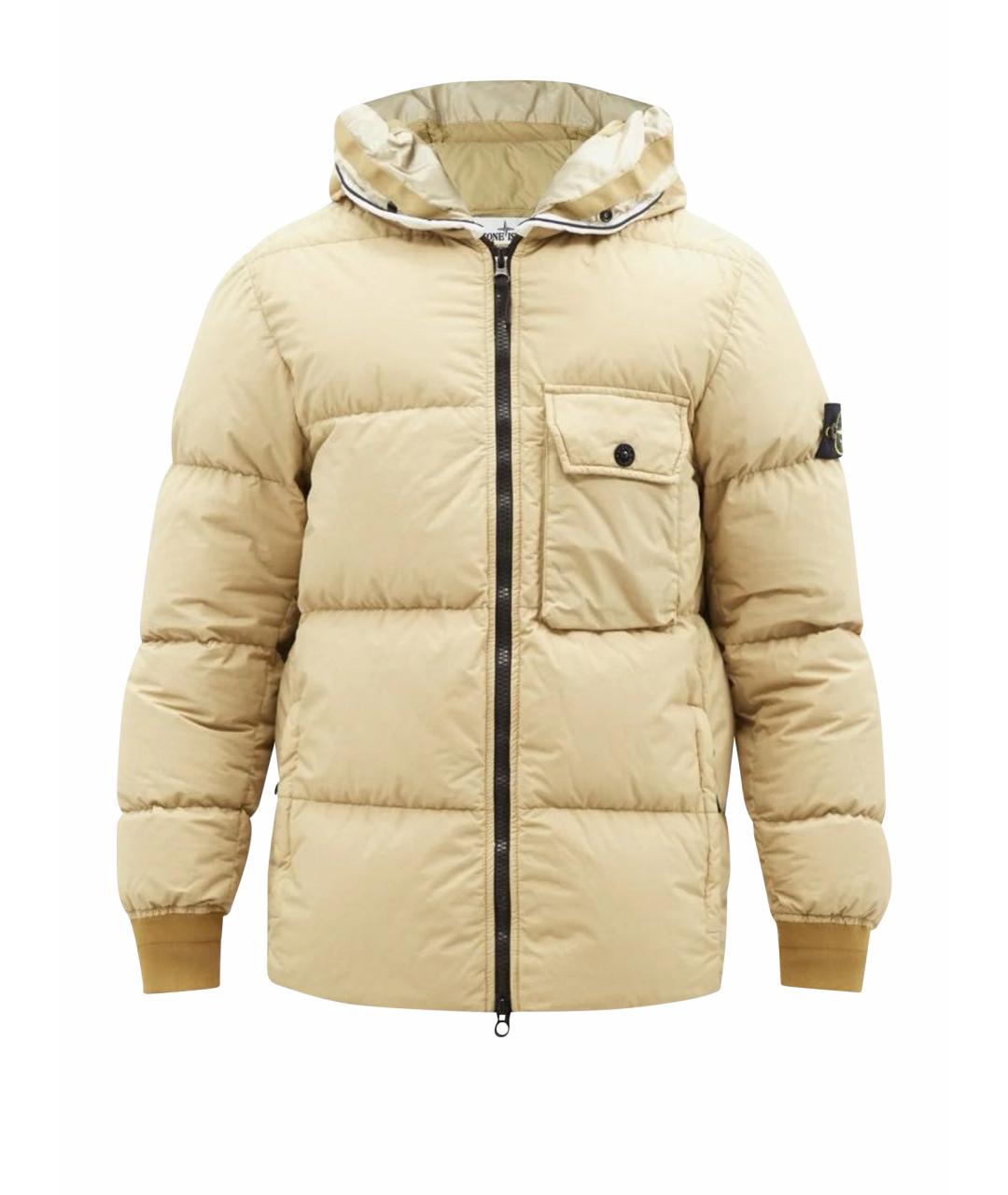 STONE ISLAND Бежевый полиамидовый пуховик, фото 10