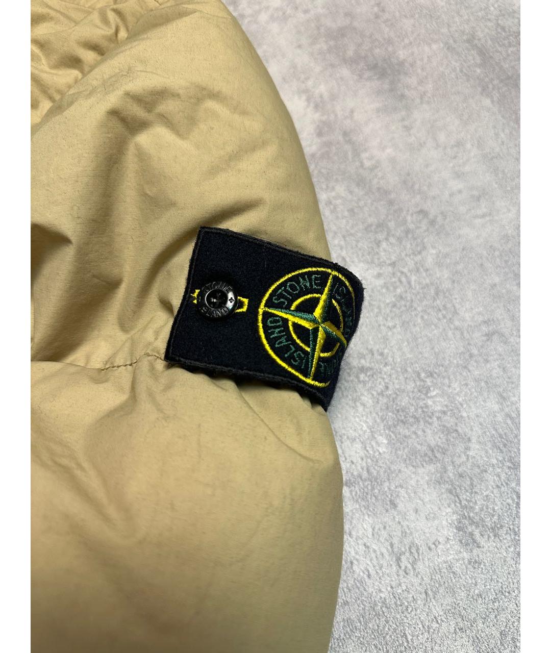 STONE ISLAND Бежевый полиамидовый пуховик, фото 7