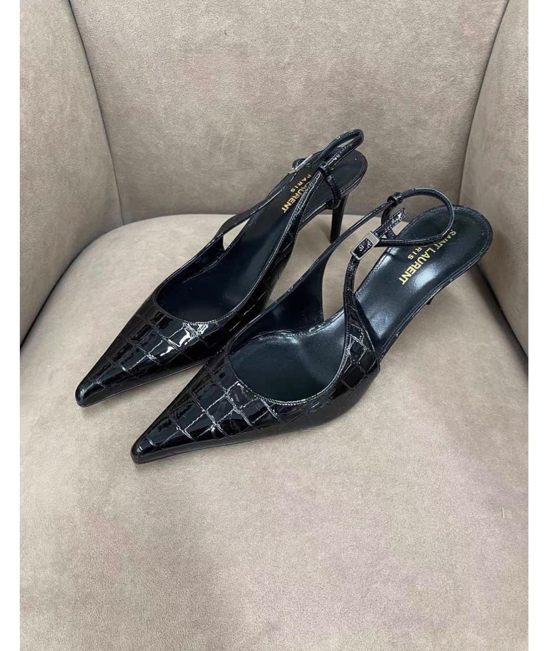 SAINT LAURENT Черные кожаные туфли, фото 2