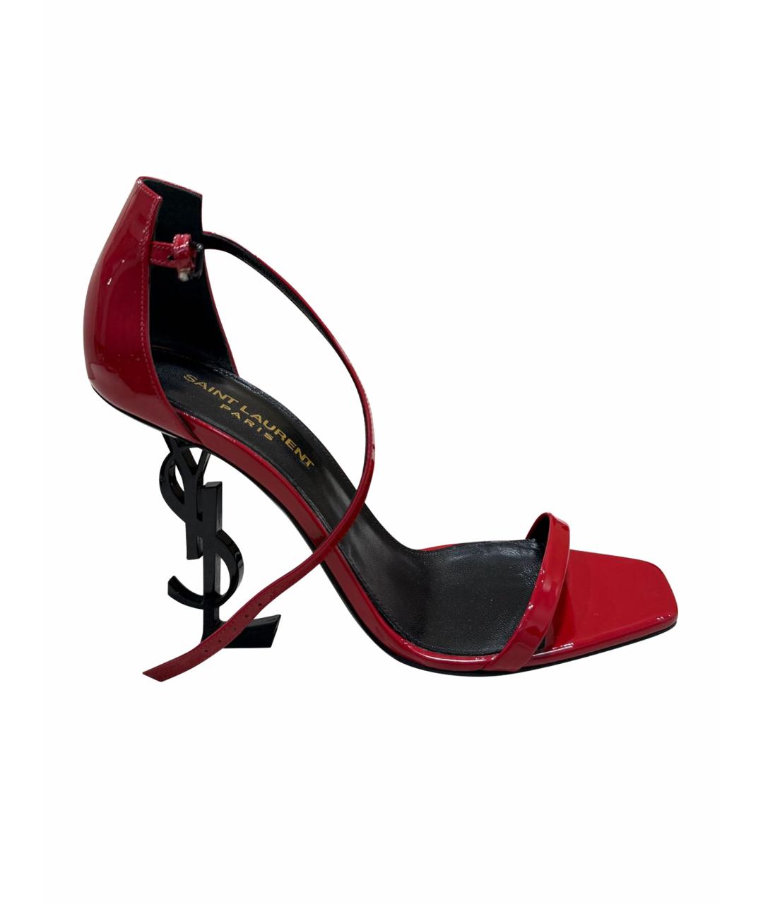 SAINT LAURENT Красные босоножки из лакированной кожи, фото 1