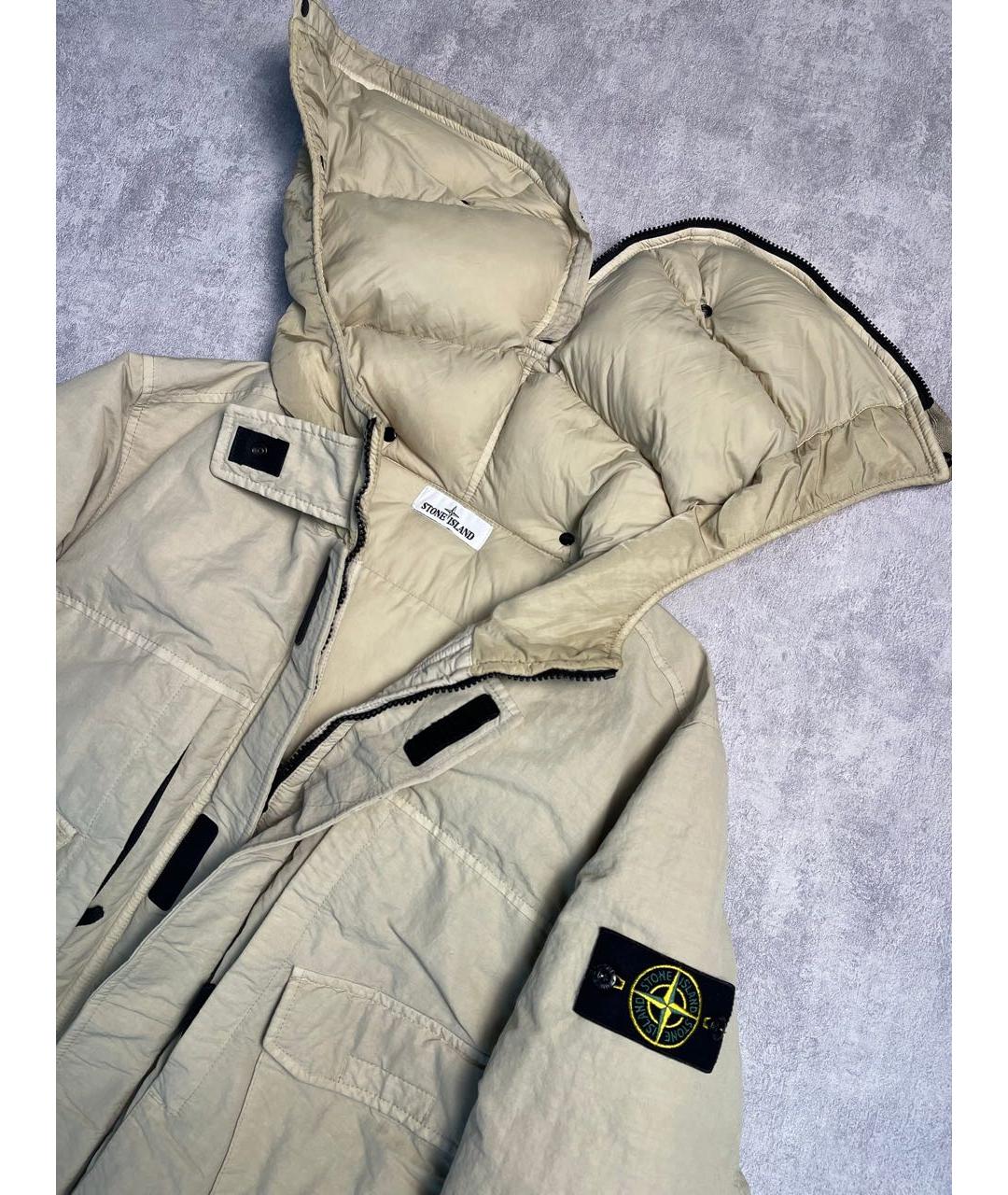 STONE ISLAND Бежевый полиамидовый пуховик, фото 5