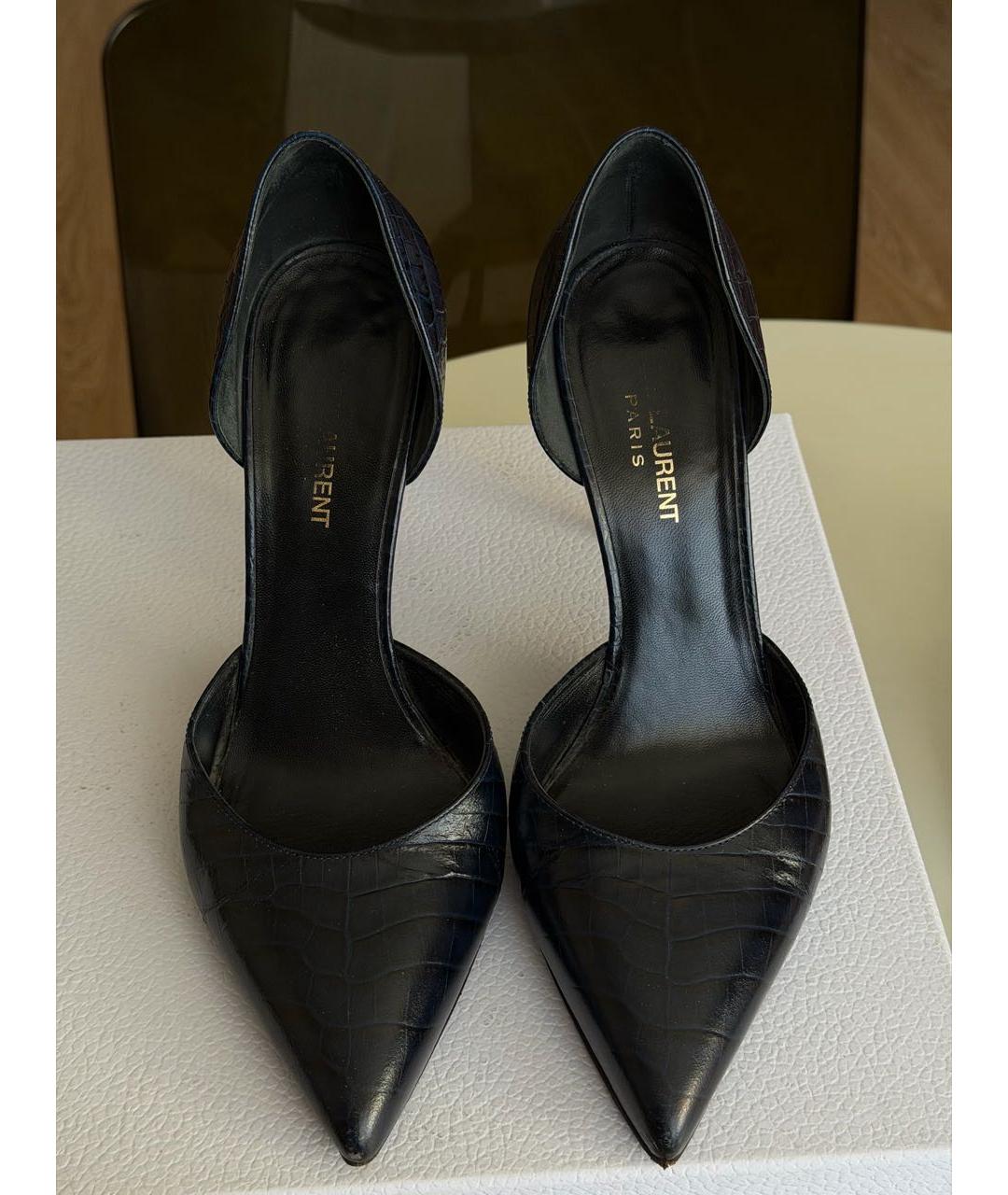 SAINT LAURENT Темно-синие кожаные туфли, фото 2