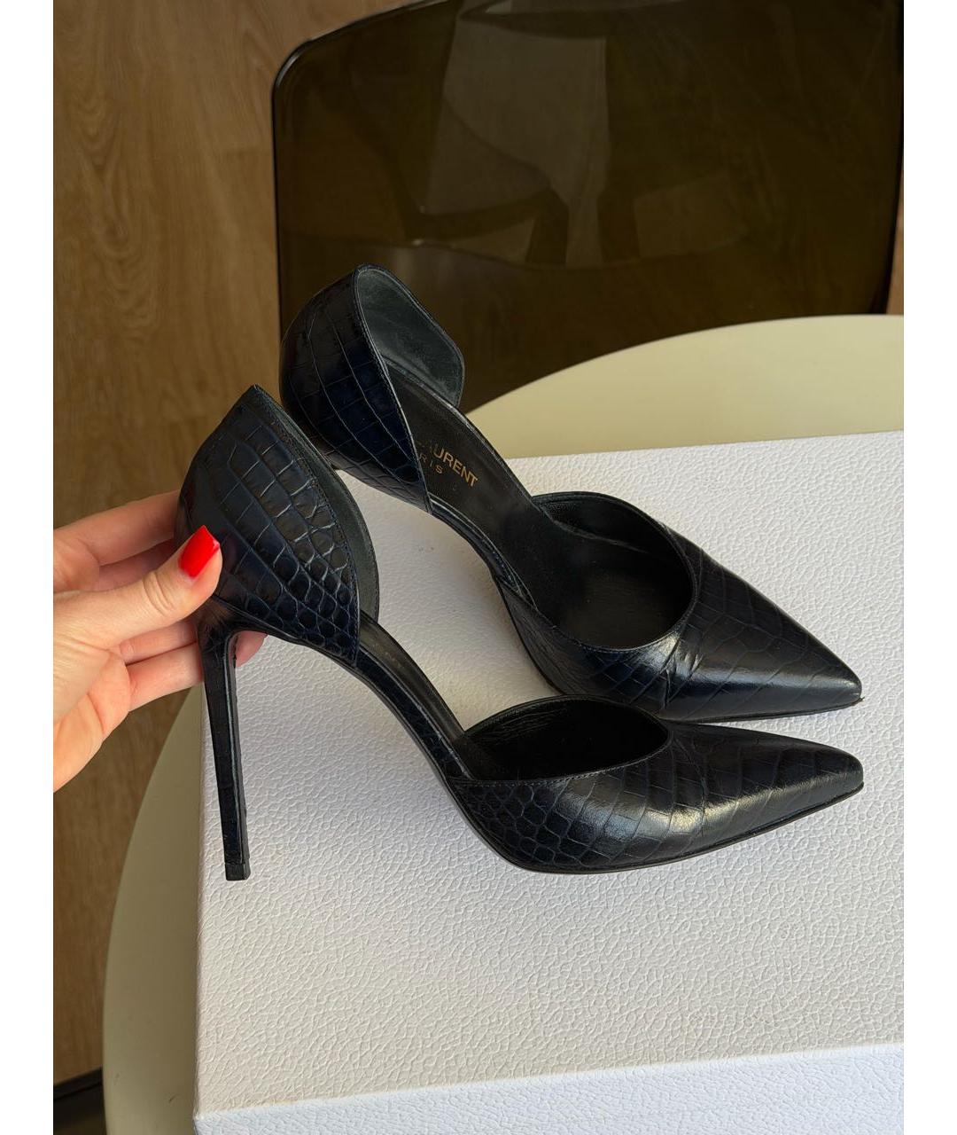 SAINT LAURENT Темно-синие кожаные туфли, фото 6