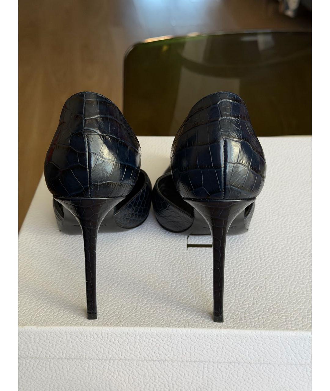 SAINT LAURENT Темно-синие кожаные туфли, фото 4