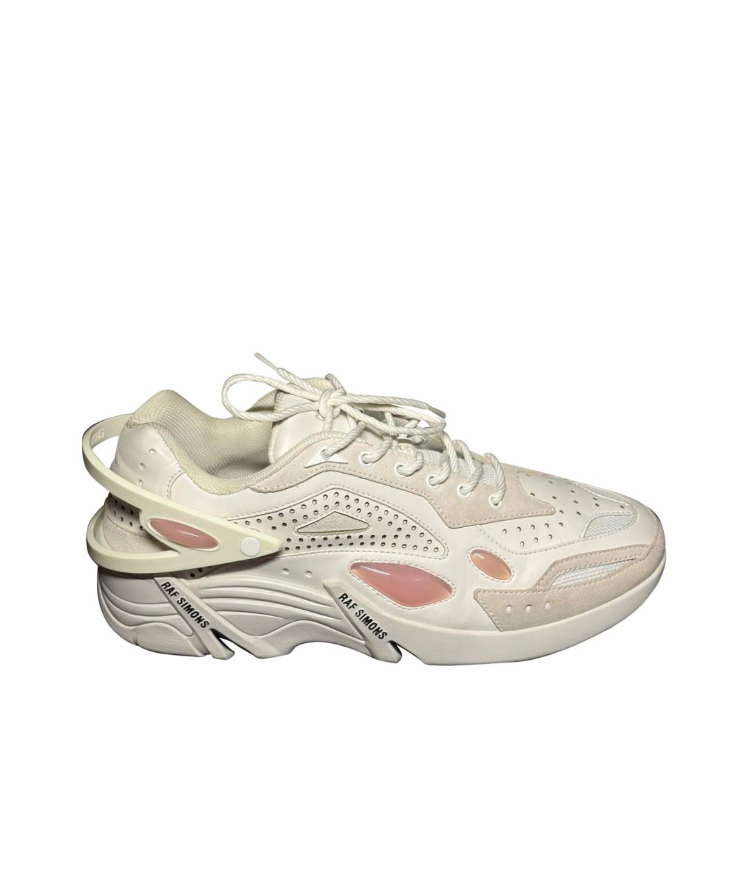 RAF SIMONS Белые кожаные низкие кроссовки / кеды, фото 1