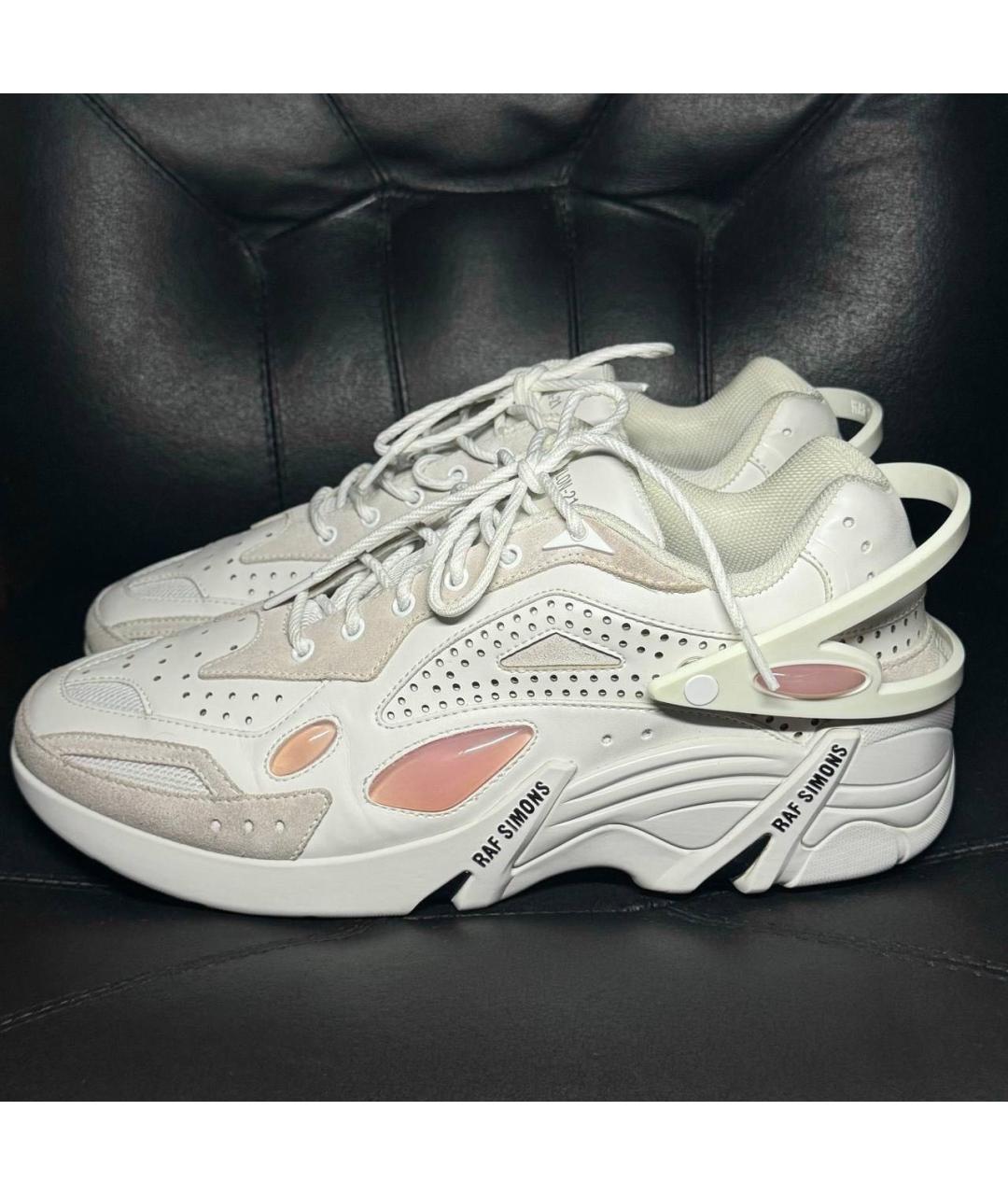 RAF SIMONS Белые кожаные низкие кроссовки / кеды, фото 3