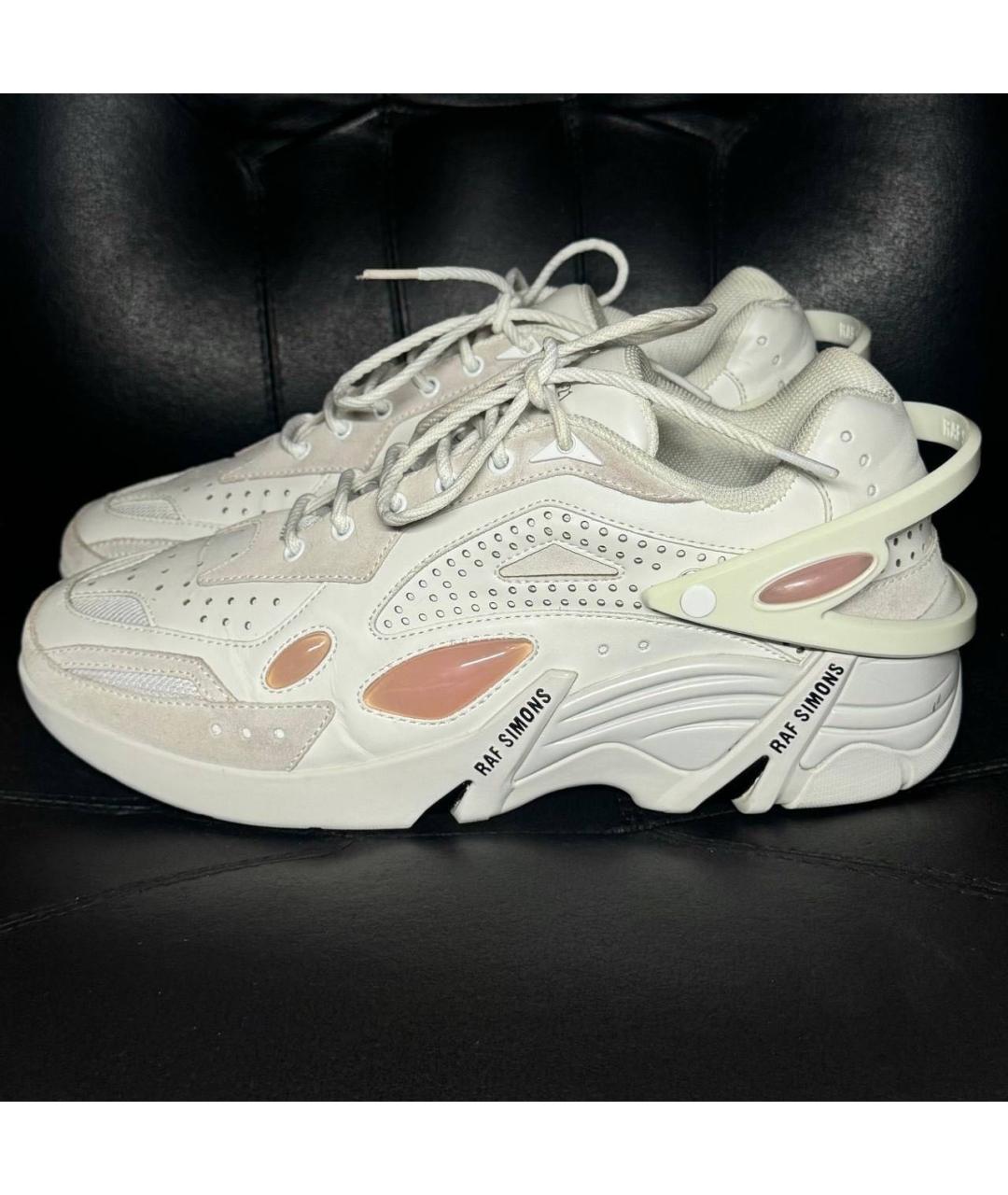 RAF SIMONS Белые кожаные низкие кроссовки / кеды, фото 3
