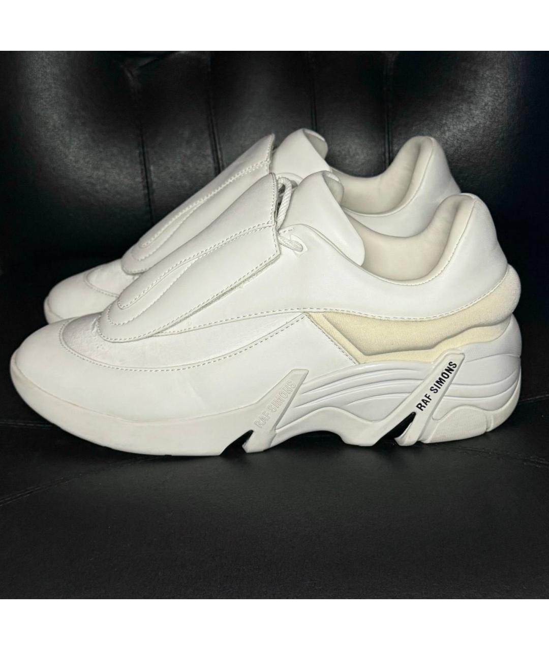 RAF SIMONS Белые кожаные низкие кроссовки / кеды, фото 3