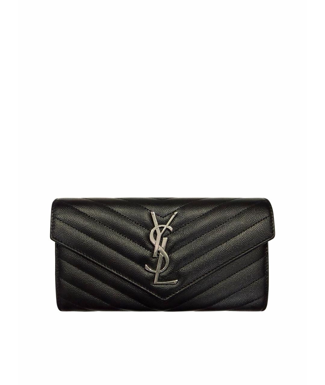 SAINT LAURENT Черный кожаный кошелек, фото 1