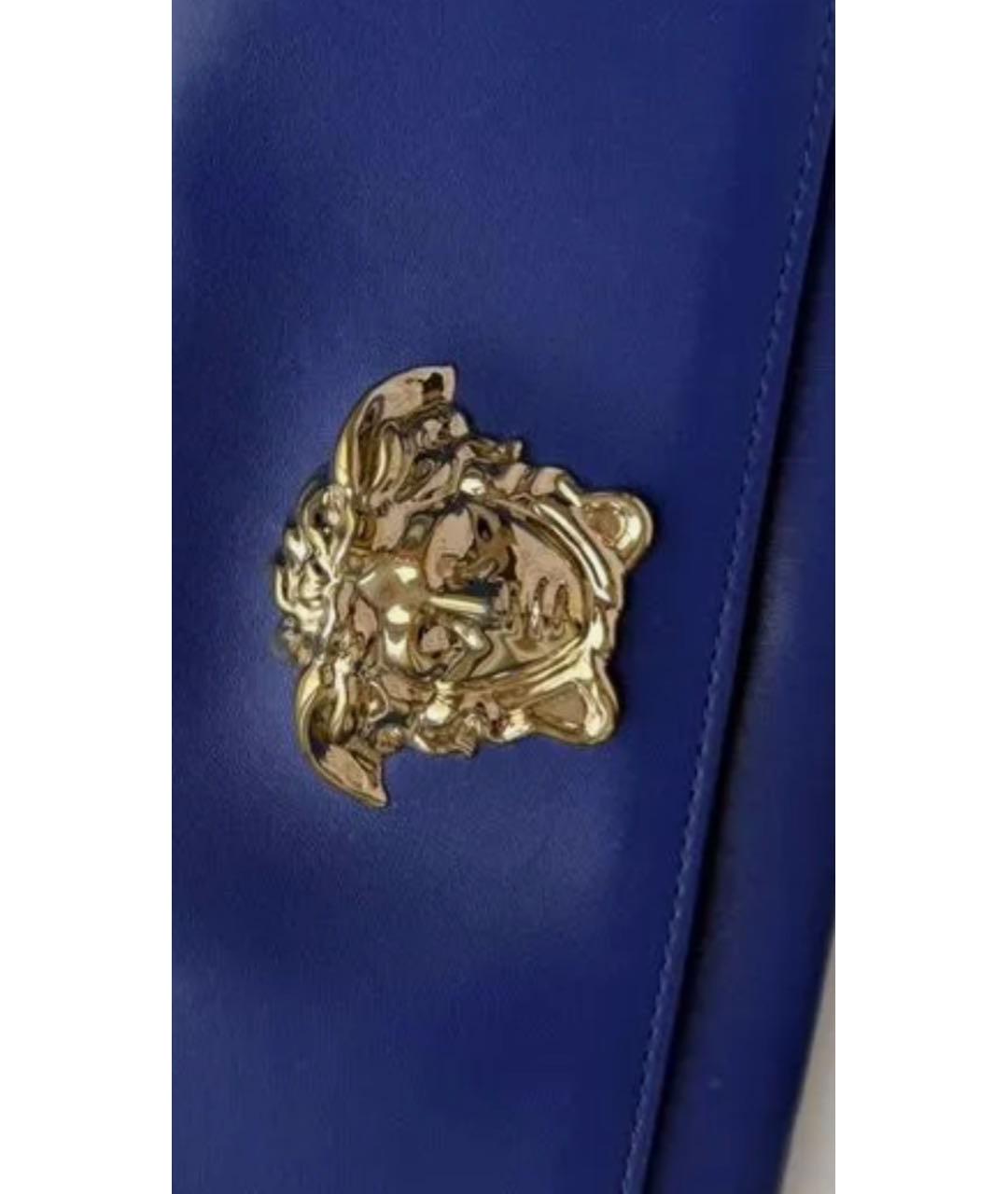 VERSACE Темно-синяя кожаная сумка через плечо, фото 4