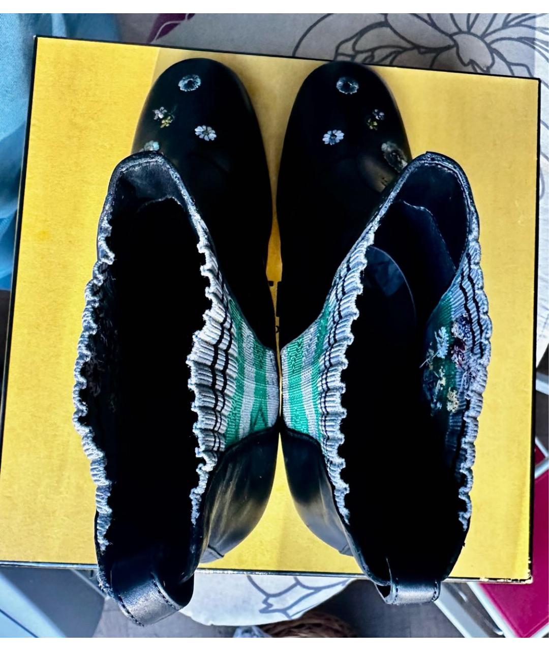 FENDI Черные кожаные полусапоги, фото 2