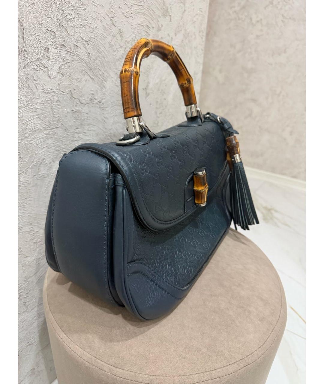 GUCCI Синяя кожаная сумка тоут, фото 2