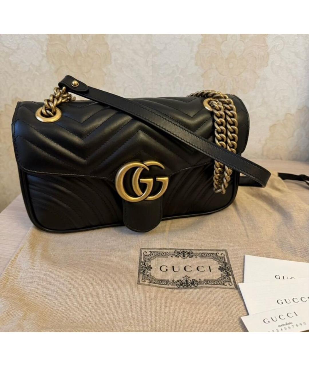 GUCCI Черная кожаная сумка с короткими ручками, фото 9