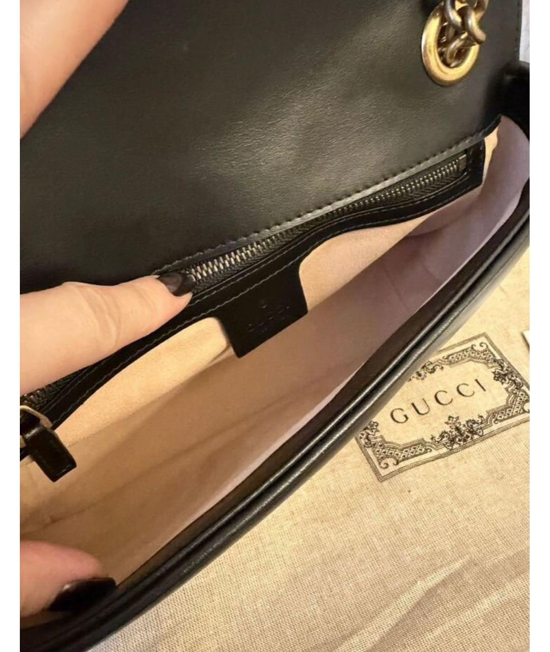 GUCCI Черная кожаная сумка с короткими ручками, фото 4