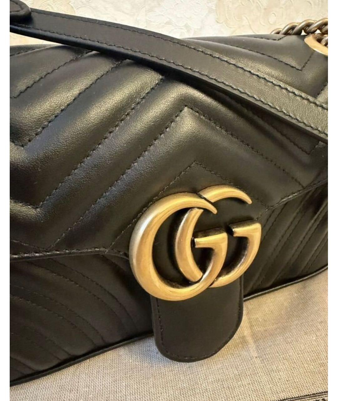 GUCCI Черная кожаная сумка с короткими ручками, фото 5