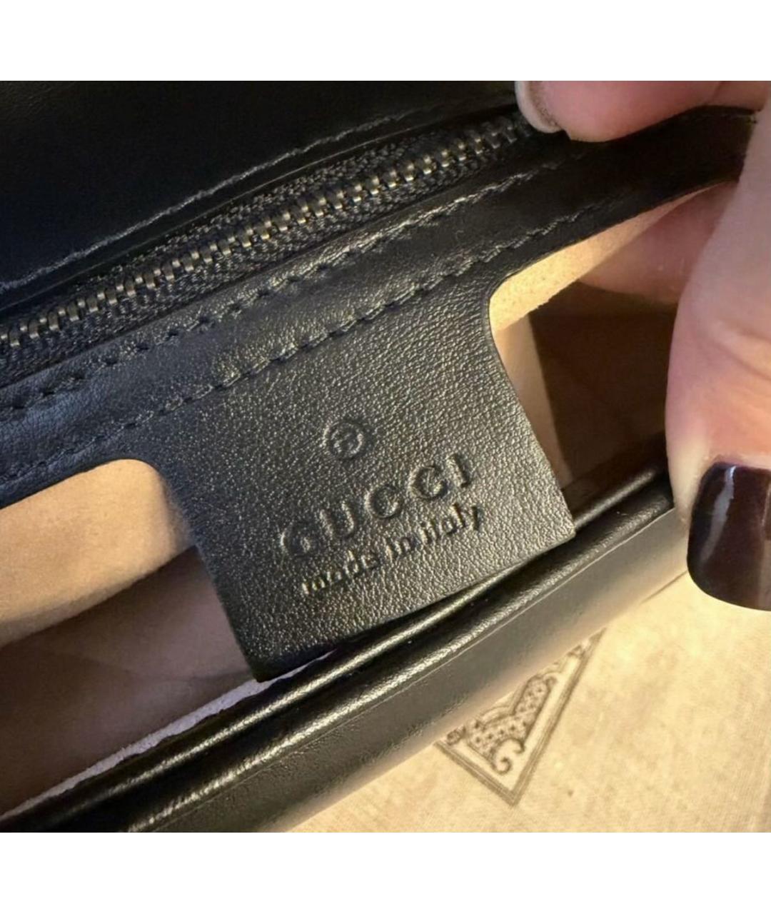 GUCCI Черная кожаная сумка с короткими ручками, фото 7