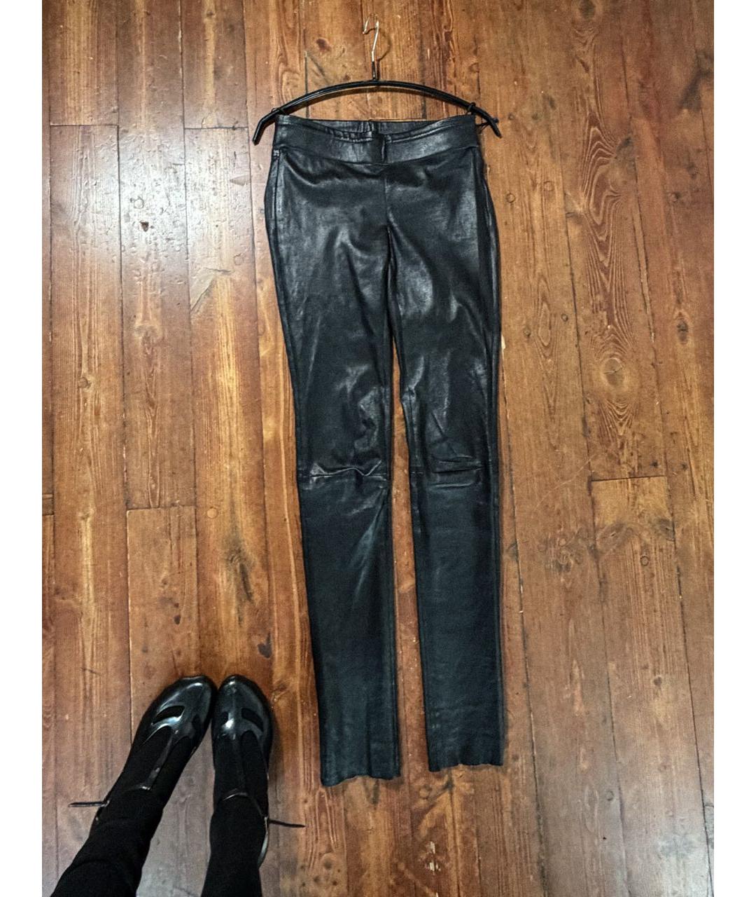 SAINT LAURENT Черные кожаные леггинсы и велосипедки, фото 4